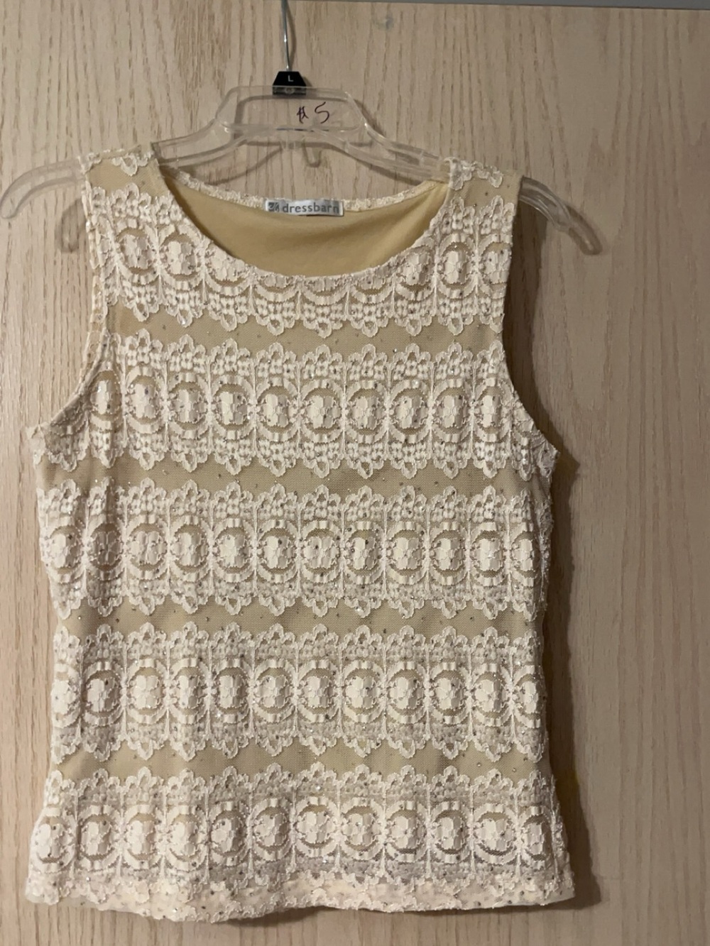 dressbarn Cream Lace Overlay Camisole Tank